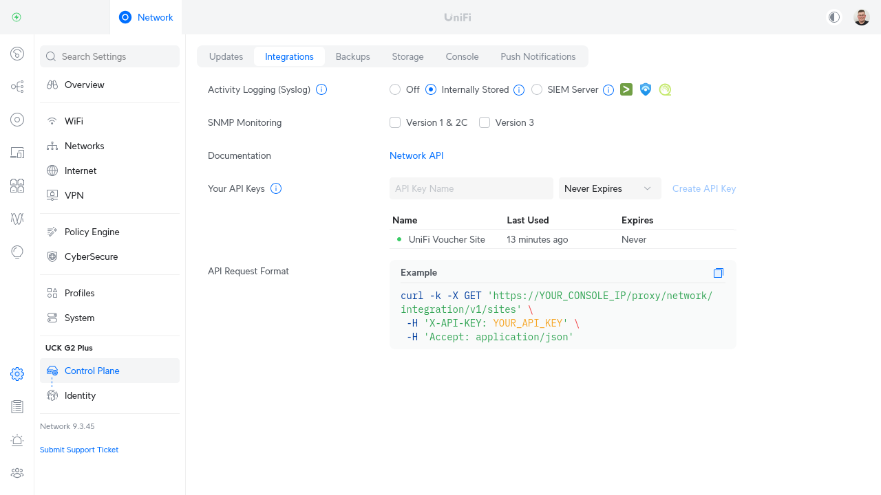 UniFi Integration API Key