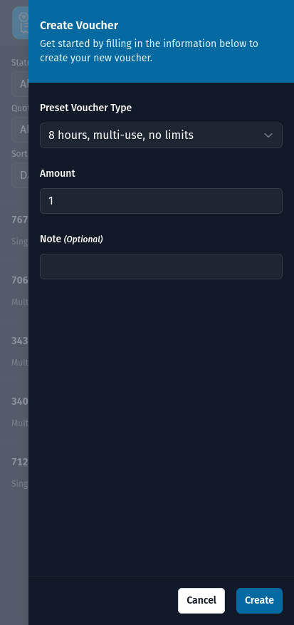 Create Voucher - Mobile